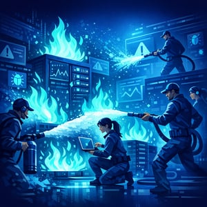 Maak een afbeelding voor op een website zonder tekst op de afbeeldingGebruik deze kleuren 0B2C60 00ece9Why quality teams are constantly firefighting